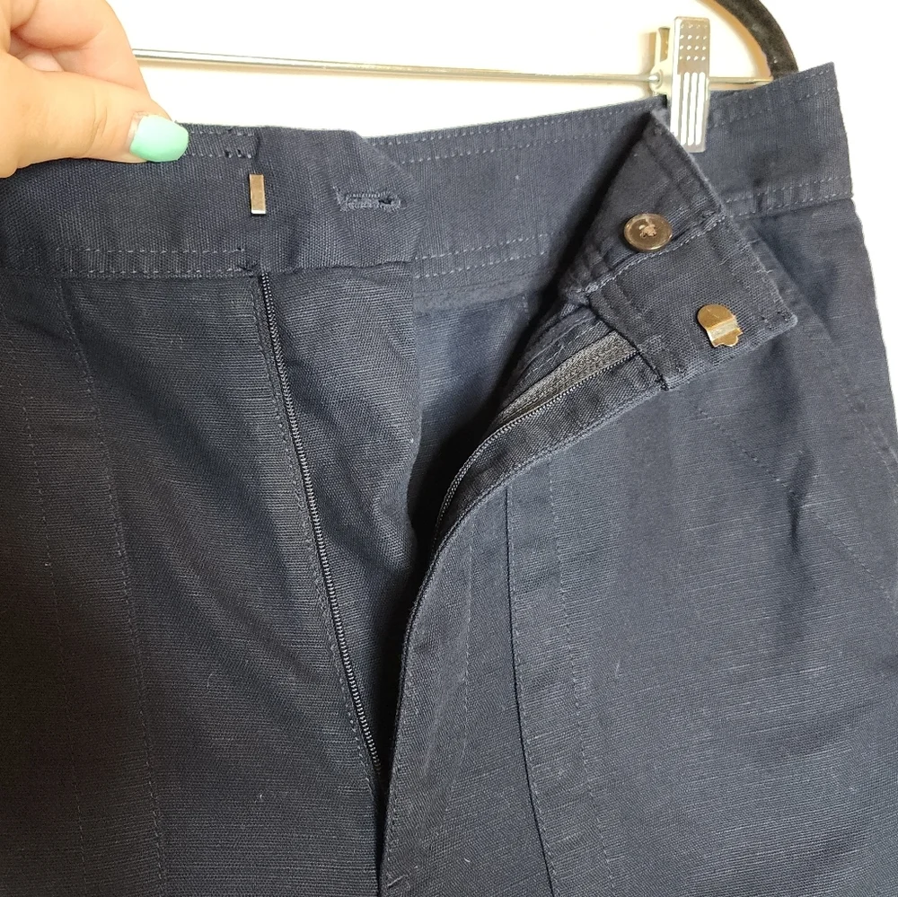 Banana Republic Linen Cotton Mya‎ Cargo Utility Pants Navy Blue Size 12